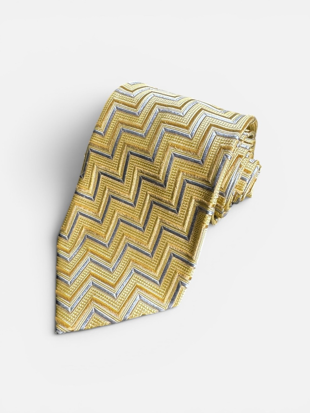 Ermenegildo Zegna mens gold jacquard 100% silk Neiman Marcus tie EUC